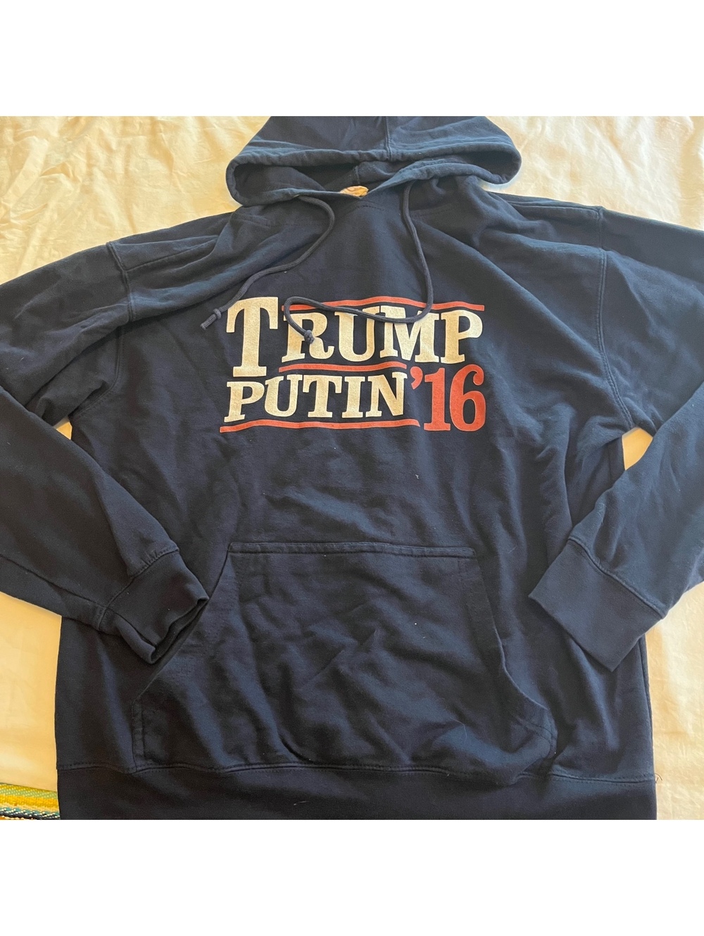 Vintage Trump Putin '16 Political Satire Meme Hoodie – Navy Blue, Size XL